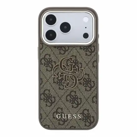 Guess PU 4G Resin Metal Logo kryt iPhone 18 Pro Max hnědý