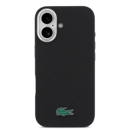 Lacoste PVC Iconic Petit Pique Metal Logo MagSafe kryt iPhone 16 černý