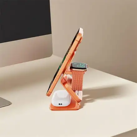 Cubenest Qi2.2 3v1 bezdrátová magnetická nabíječka SQ314 - oranžová