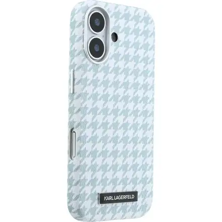 Karl Lagerfeld PU Houndstooth Resin Plate MagSafe kryt iPhone 17 modrý