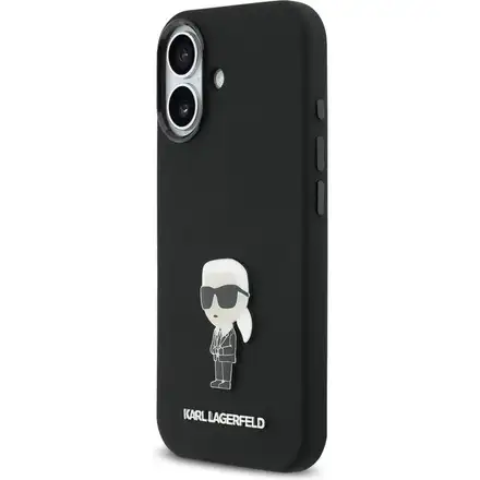 Karl Lagerfeld Liquid Silicone Metal Ikonik kryt iPhone 17 černý