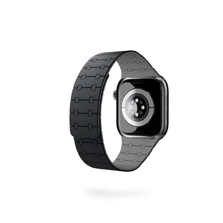 Epico Magnetic+ Silikonový řemínek pro Apple Watch SE (44mm)/Series 1-9 (42/44/45mm) 10-11 (46mm)/Ultra (49mm) - černá