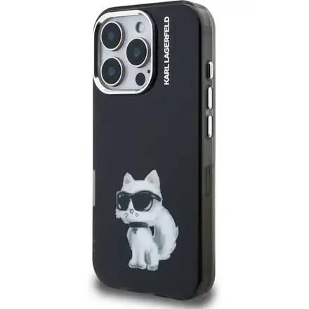 Karl Lagerfeld IML Aquarelle Choupette kryt iPhone 16 Pro černý