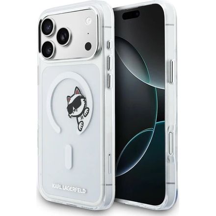 Karl Lagerfeld IML Choupette Peekaboo MagSafe MagSafe kryt iPhone 17 Pro průhledná