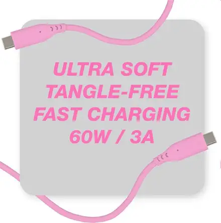 PremiumCord Silikonový kabel USB-C 60W 480Mbps růžový extra měkký a robustní kabel délky 1,5m