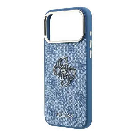 Guess PU 4G Resin Metal Logo kryt iPhone 18 Pro Max modrý