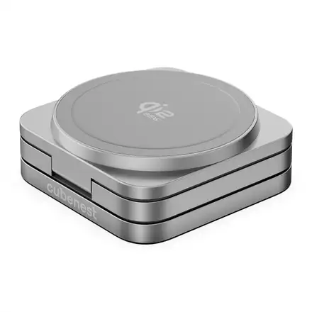 Cubenest Qi2.2 3v1 Skládací bezdrátová magnetická nabíječka SQ312 Ultra - šedá