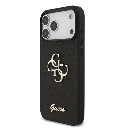 Guess PU Fixed Glitter 4G Metal Logo kryt iPhone 18 Pro černý