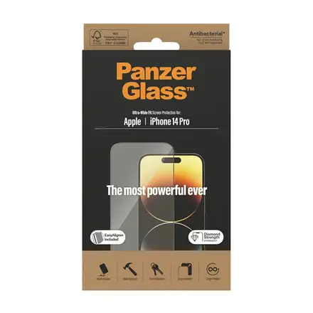 PanzerGlass ochranné sklo UWF AB s aplikátorem pro iPhone 14 Pro-Black Frame