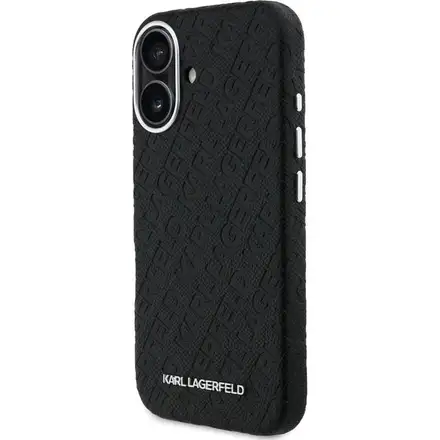 Karl Lagerfeld Grained PU Repeated Logo MagSafe kryt iPhone 16 černý