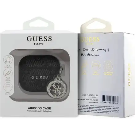 Guess 4G Script PC/PU Charm Pouzdro pro AirPods 4 černé