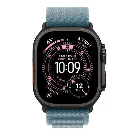 Apple Watch 49mm Light Blue Alpine Loop - Medium - Black Titanium Finish