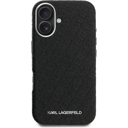 Karl Lagerfeld Grained PU Repeated Logo MagSafe kryt iPhone 16 černý
