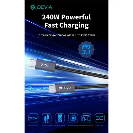 Devia kabel USB-C Extreme Speed ??Series 240W Cable 2m - Black