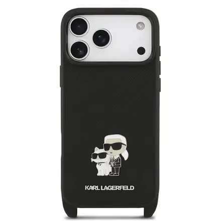 Karl Lagerfeld Saffiano Crossbody Popruh Karl and Choupette kryt iPhone 18 Pro Max černá