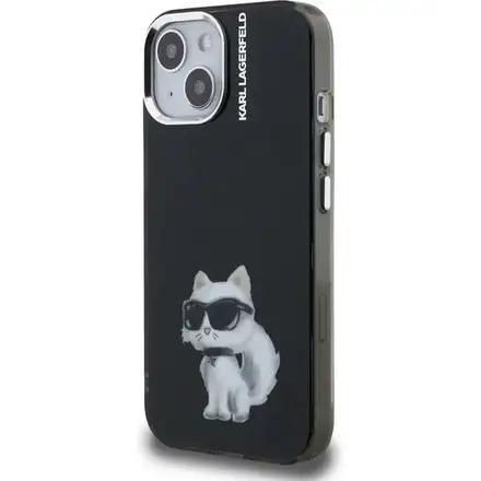 Karl Lagerfeld IML Aquarelle Choupette kryt iPhone 15 černý