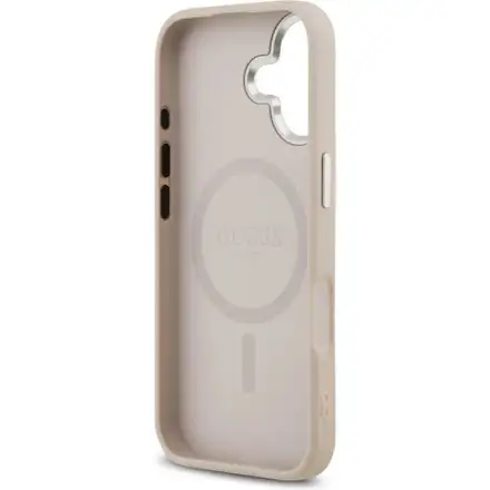 Guess PU Leather Triangle Logo MagSafe kryt iPhone 17 růžový