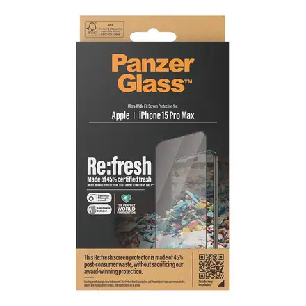 PanzerGlass ochranné sklo UWF Refresh pro iPhone 15 Pro Max-Black Frame