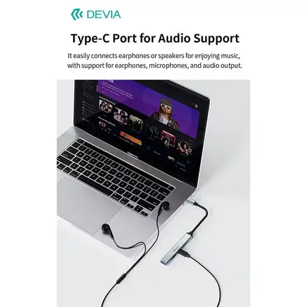 Devia USB-C Hub Lite 4 in 1 EC707-Deep Gray