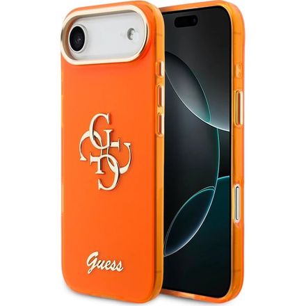 Guess IML 4G Script Metal Logo kryt iPhone Air oranžový