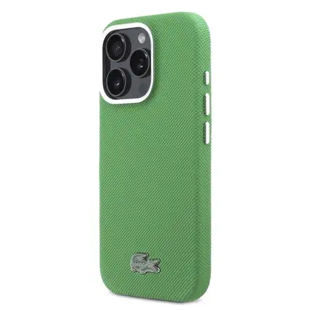 Lacoste PVC Iconic Petit Pique Metal MagSafe kryt iPhone 16 Pro zelený
