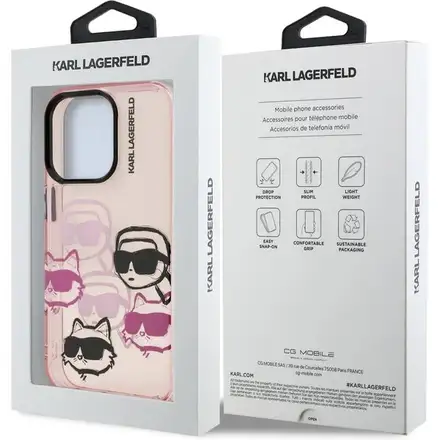 Karl Lagerfeld IML Multi K&CH Heads kryt iPhone 16 Pro Max růžový