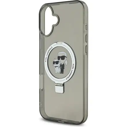 Karl Lagerfeld Ringstand Karl and Choupette MagSafe kryt iPhone 16 černý