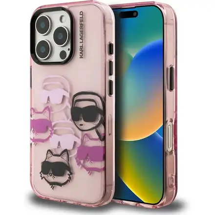 Karl Lagerfeld IML Multi K&CH Heads kryt iPhone 16 Pro Max růžový