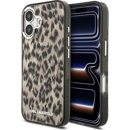 Karl Lagerfeld IML Leopard MagSafe kryt iPhone 17 hnědý
