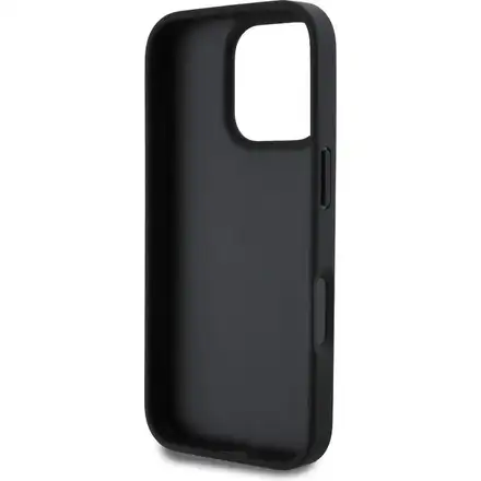Guess PU 4G Strass Triangle Metal Logo kryt iPhone 16 Pro černý
