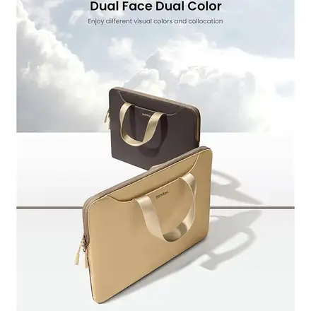 Tomtoc Light Dual-color Slim Laptop Handbag 13,5 " - Cookie/Gold