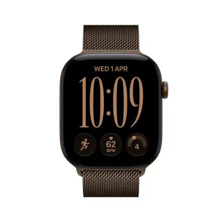 Apple Watch Series 12 GPS + Cellular 46mm Tmavě bronzový hliník s tmavě bronzovým milánským tahem - M/L