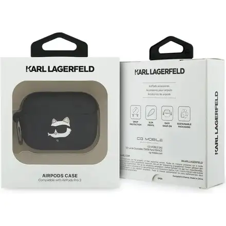 Karl Lagerfeld 3D Logo NFT Choupette Head Silikonové Pouzdro pro AirPods 3 Pro černé