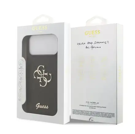 Guess PU Fixed Glitter 4G Metal Logo kryt iPhone 18 Pro černý