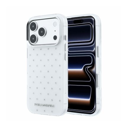 Karl Lagerfeld IML Rhinestones Allover kryt iPhone 18 Pro bílý