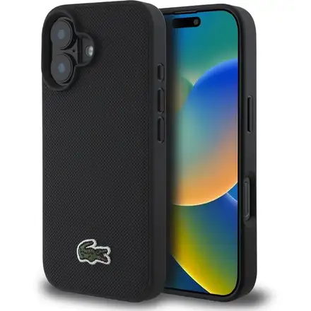 Lacoste Iconic Petit Pique Logo MagSafe kryt iPhone 16 Plus černý