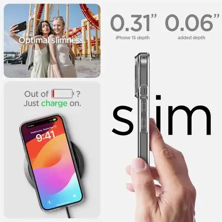 Spigen kryt Crystal Flex pro iPhone 15 - Crystal Clear
