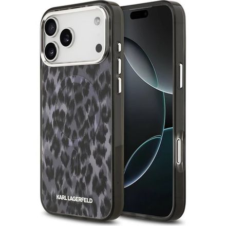 Karl Lagerfeld IML Leopard MagSafe kryt iPhone 17 Pro Max šedá
