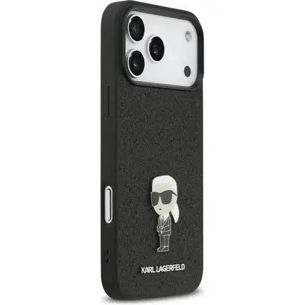 Karl Lagerfeld Fixed Glitter Metal Ikonik kryt iPhone 17 Pro černý
