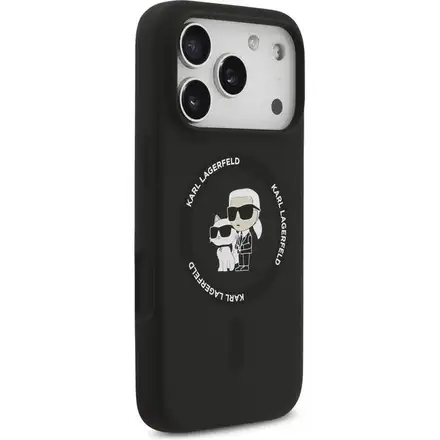Karl Lagerfeld Liquid Silicone Karl and Choupette MagSafe kryt iPhone 17 Pro černý