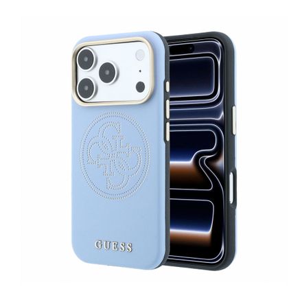 Guess PU Semi Wrap Perforated 4G Logo MagSafe kryt iPhone 18 Pro modrý