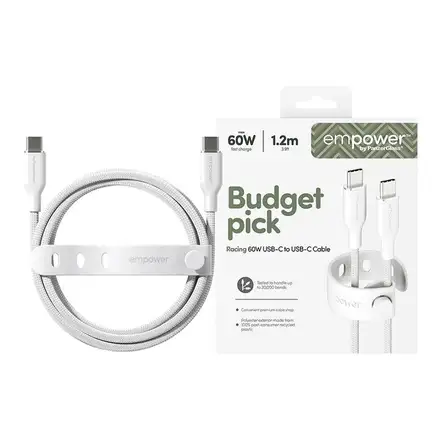 PanzerGlass kabel EMPOWER Racing USB-C na USB-C 1,2 m 60W - bílý