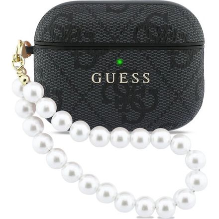 Guess PU 4G Classic Logo Pearl Strap Pouzdro pro AirPods 3 Pro černé