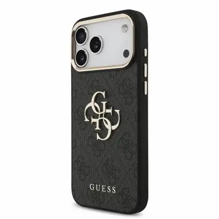 Guess PU 4G Metal Logo Strap kryt iPhone 18 Pro černý