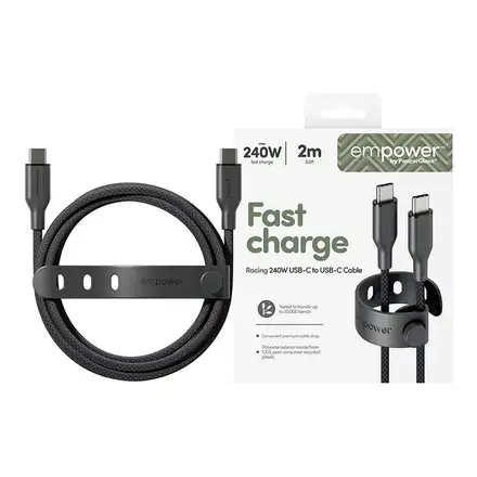 PanzerGlass kabel EMPOWER Racing USB-C na USB-C 2m 240W - černý