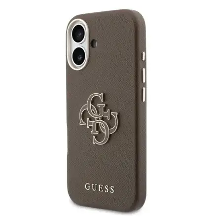 Guess PU Resin Logo kryt iPhone 17 hnědý