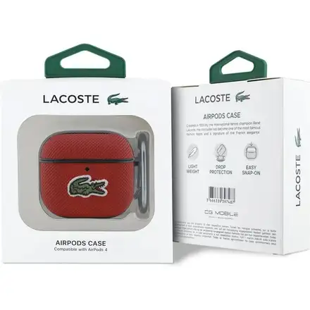 Lacoste Petit Pique Croc Logo Patch Pouzdro pro AirPods 4 červené