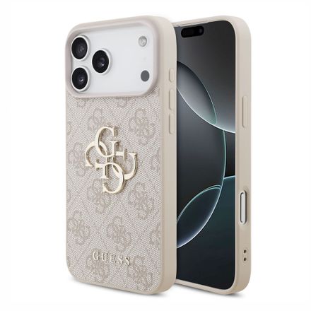 Guess PU 4G Metal Logo kryt iPhone 18 Pro Max růžová