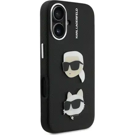 Karl Lagerfeld Grained PU K&CH Heads kryt iPhone 16 černý
