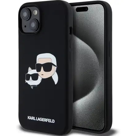 Karl Lagerfeld Liquid Silicone Double Heads MagSafe kryt iPhone 15 Pro Max černý